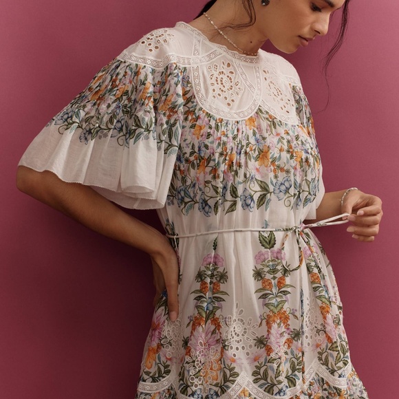 FARM RIO Off-White Sweet Bloom Bouquet Mini Dress NWT Size Small - Picture 8 of 10